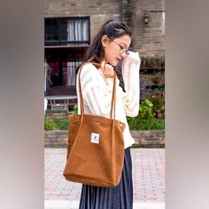 NEW Large brown corduroy shoulder bag